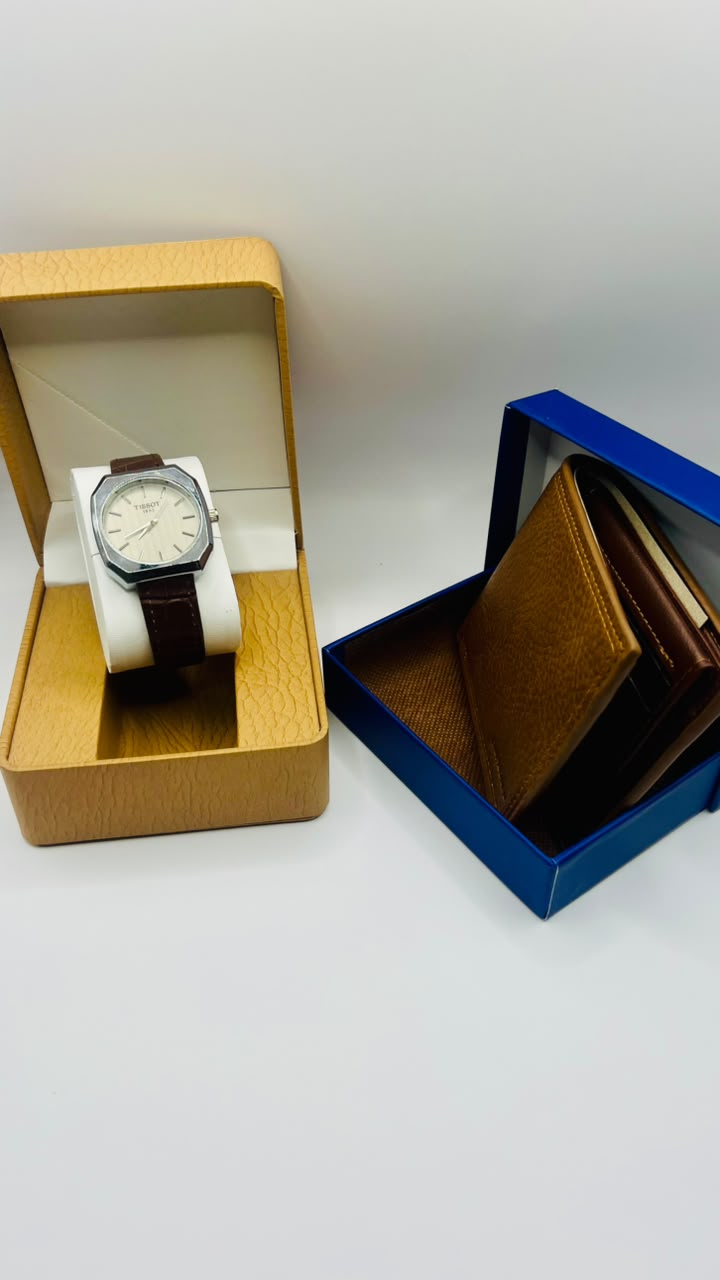 tissot watch+leather men wallet
