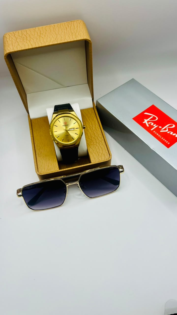 premium men watch +RAYBAN luxary sunglasses