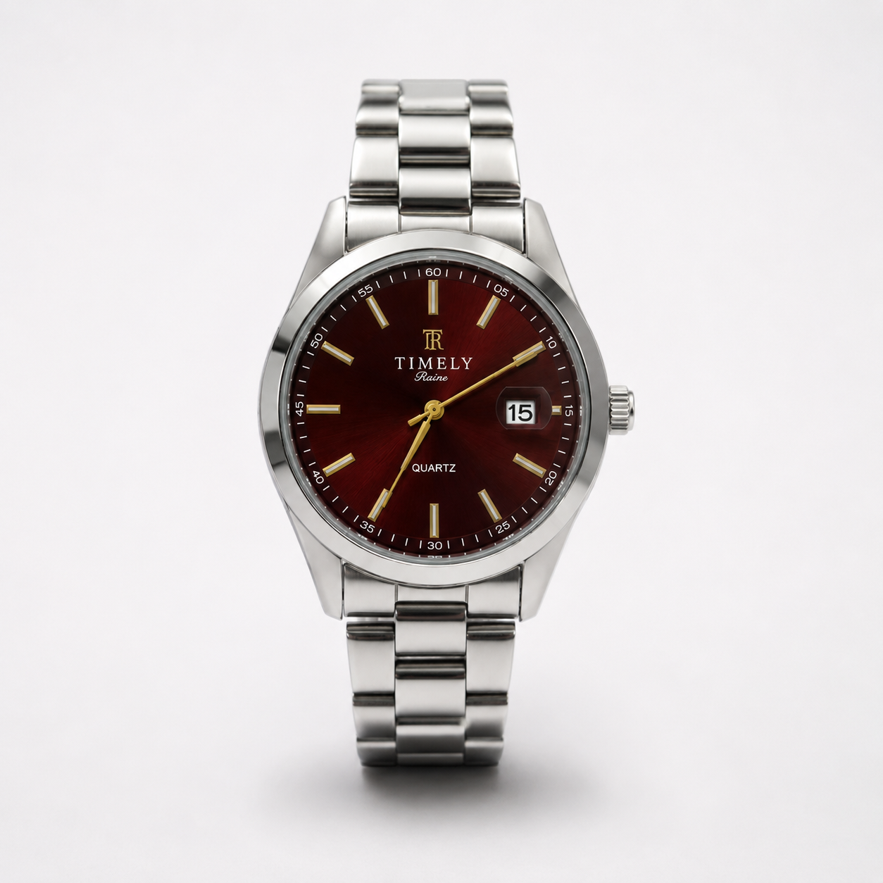 The Darven Red Dial Silver Steel Watch