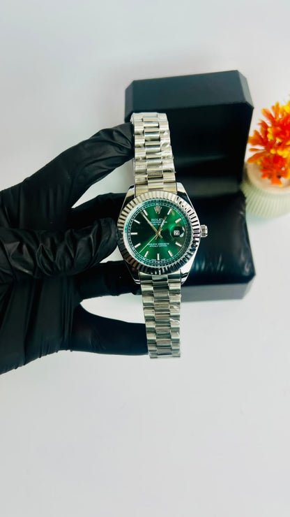 Rolex Day-Date Olive Green Dial Silver Steel Edition