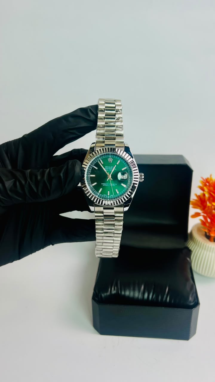 Rolex Day-Date Olive Green Dial Silver Steel Edition