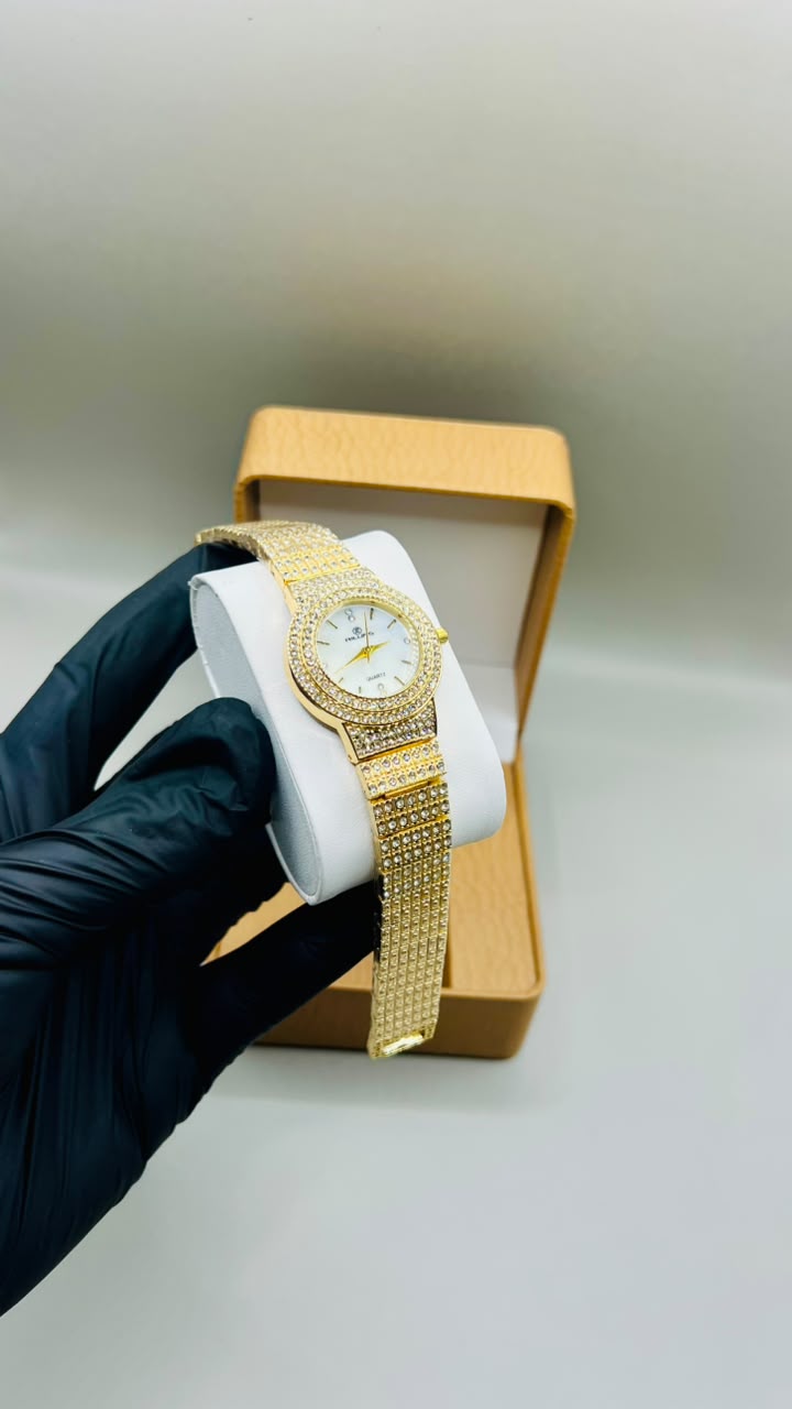 Full Crystal Gold Pavé Link Watch