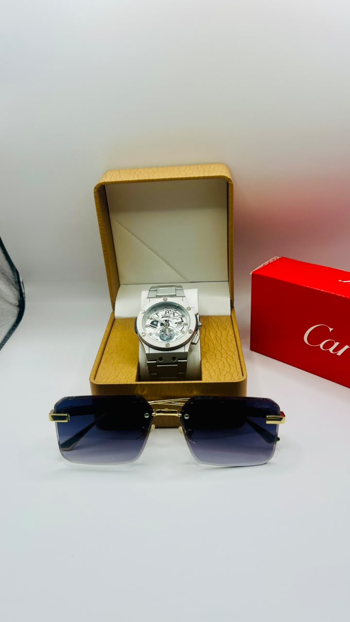 HUBLOT BING BANG WATCH + CARTIER MENS SUNGLASSESS