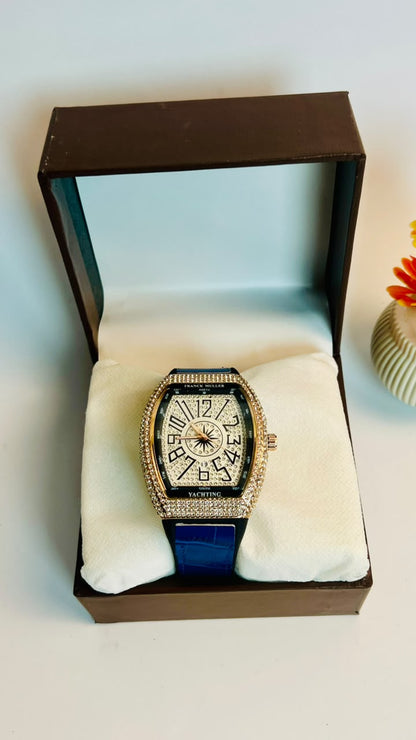 Franck Muller Vanguard Diamond Edition – Rose Gold & Blue Leather